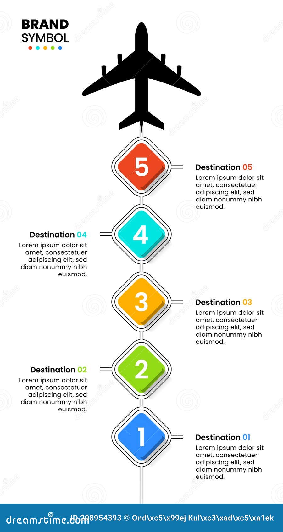 Infographic Template. Travel Plan with 5 Steps Stock Illustration