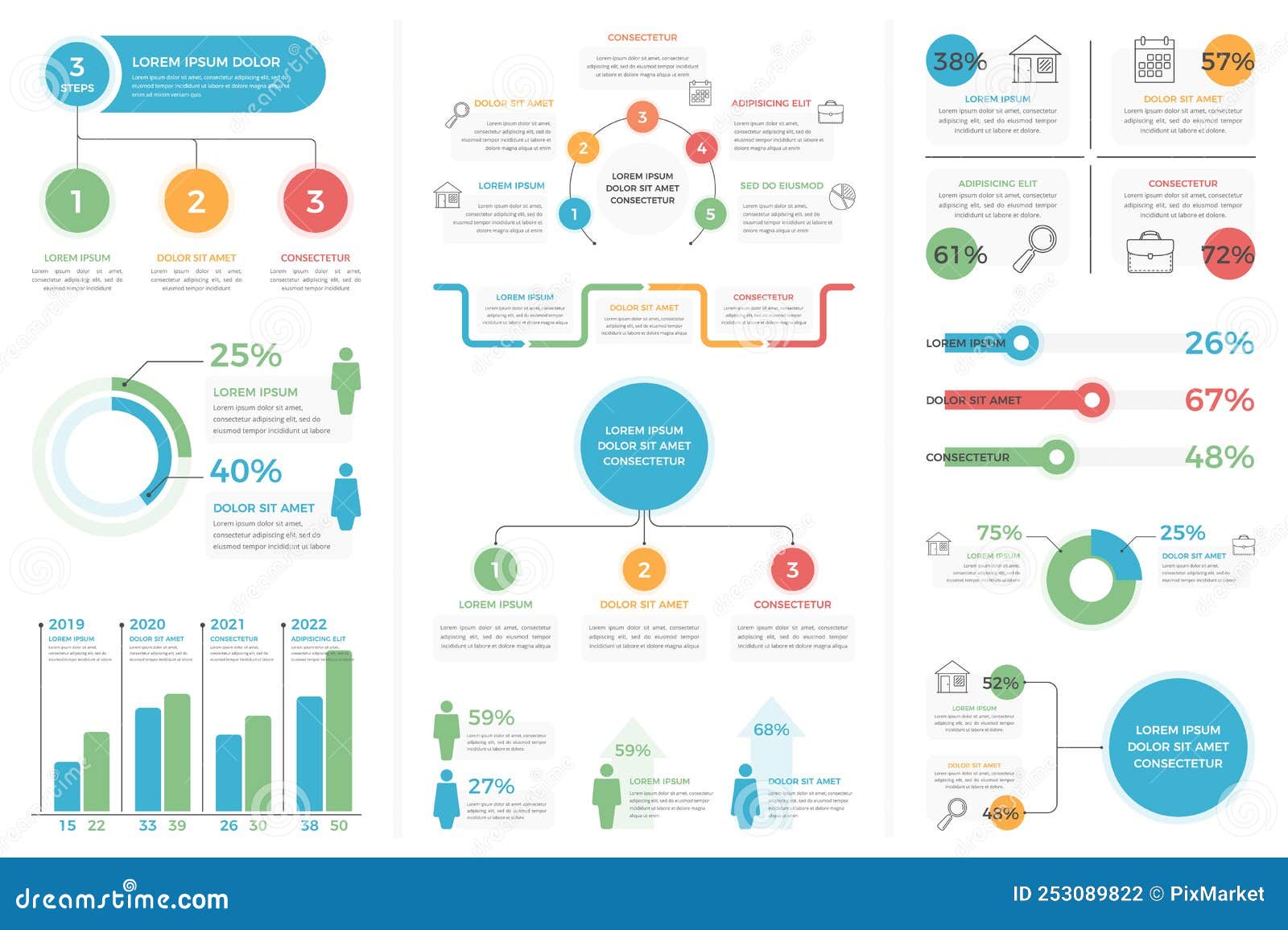 Infographic Templates stock vector. Illustration of flow - 253089822