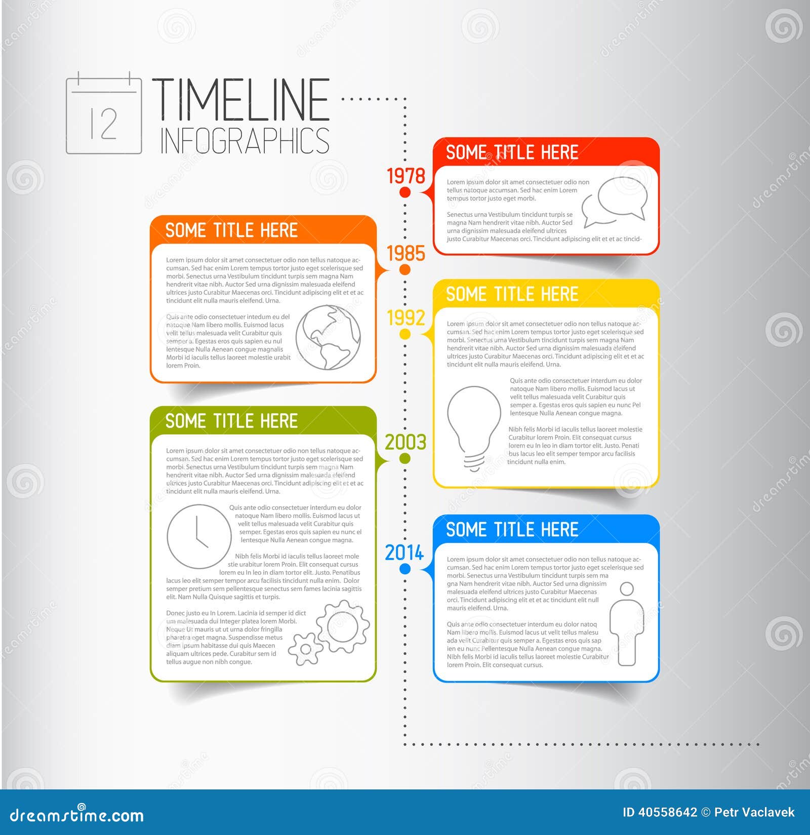 infographic timeline report template with descriptive bubbles