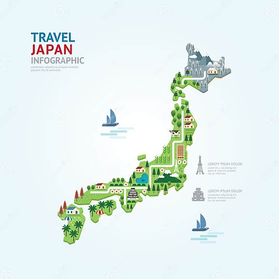 Infographic Travel and Landmark Japan Map Shape Template Design. Stock ...