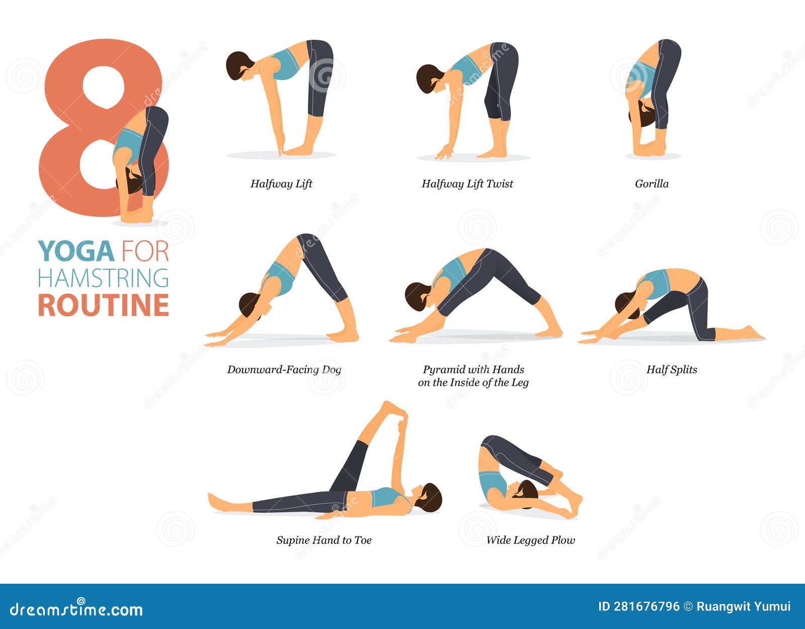 8 Yoga Poses or Asana Posture for Workout in Hamstring Routine