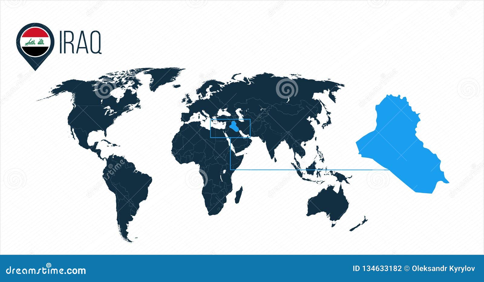 世界地图的伊拉克地点infographics的没有名字的所有世界国家伊拉克在地图别针或标志的回合旗子库存例证- 插画包括有新建, 方向:  134633182
