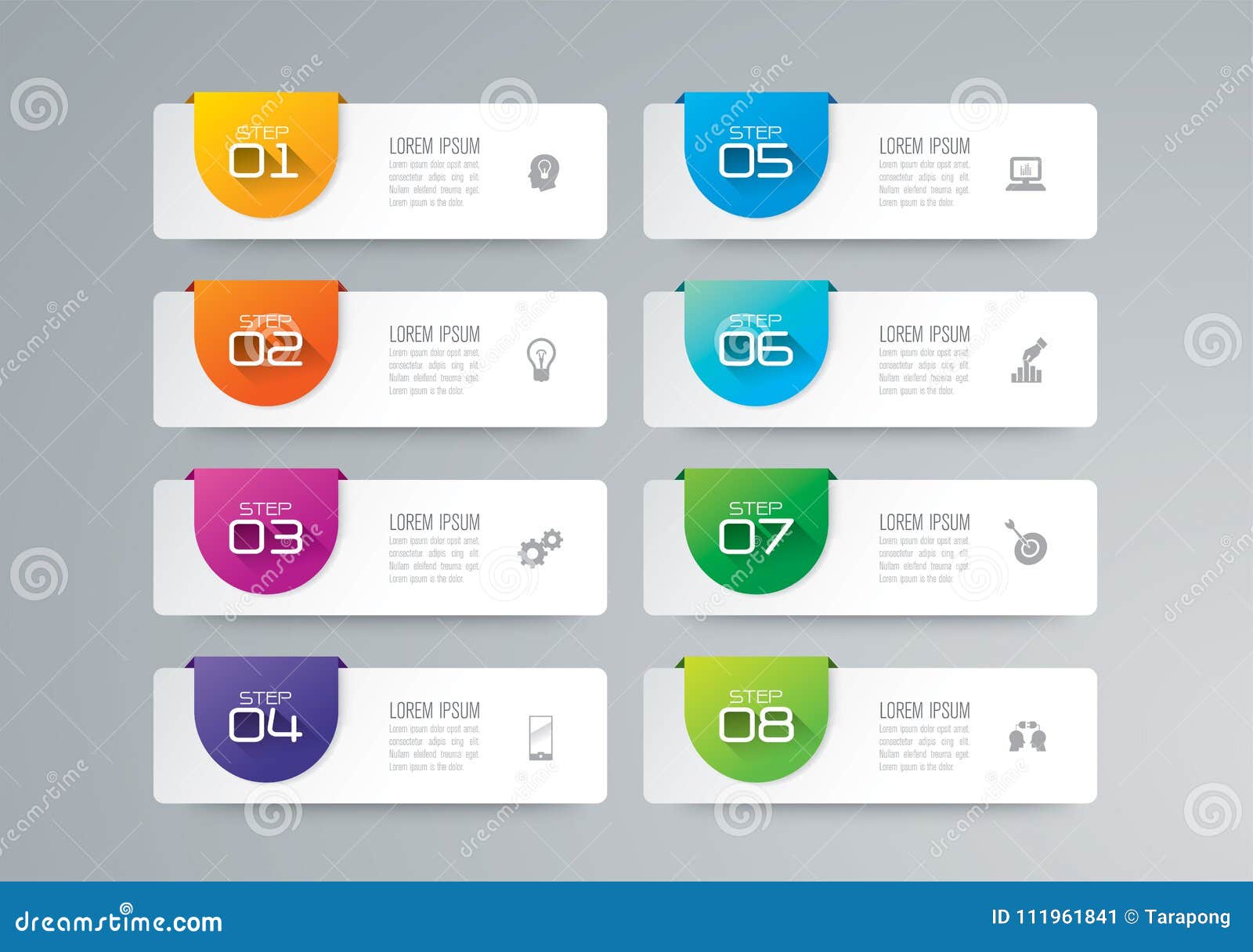 infographics   and business icons with 8 options.