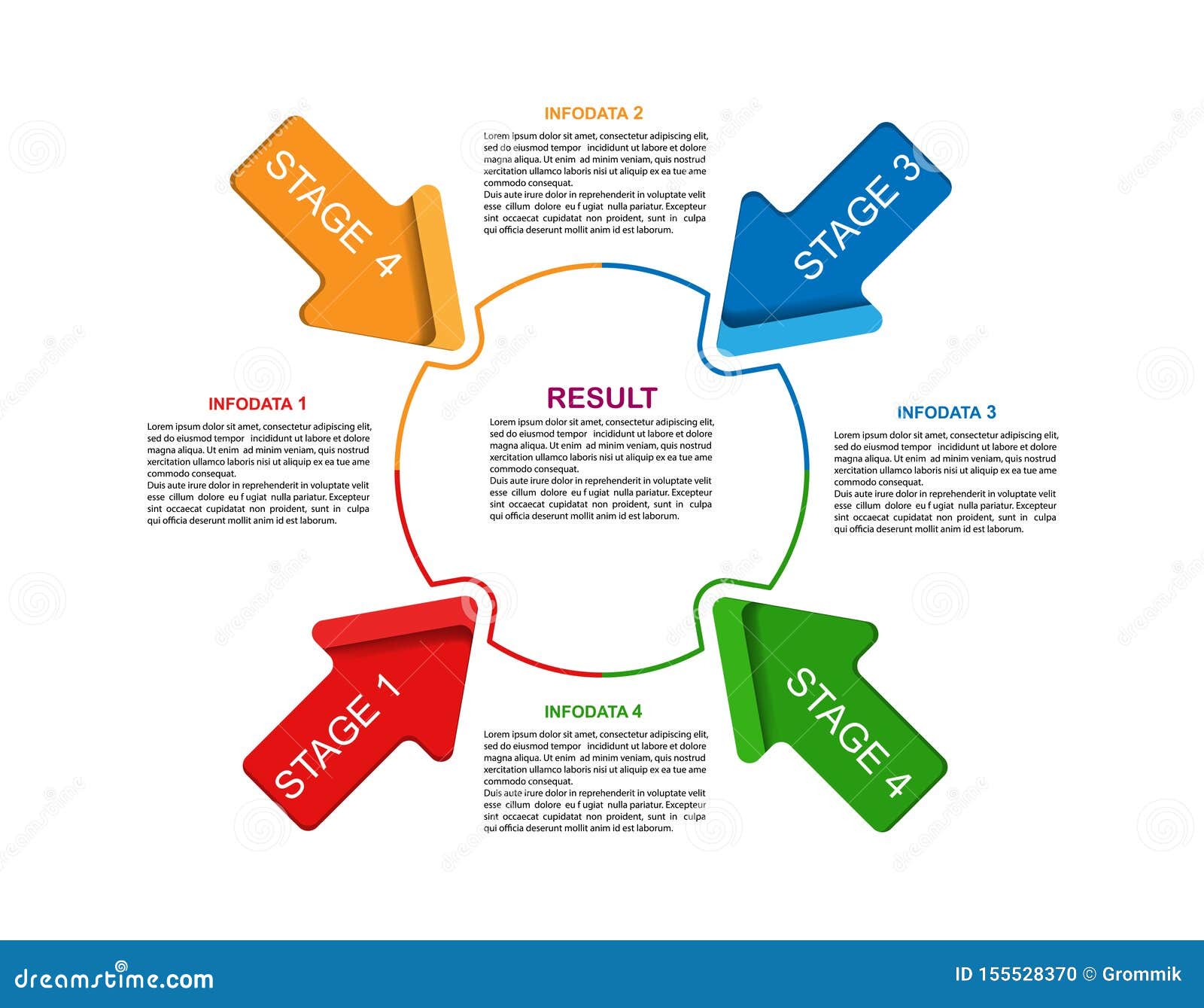 Infographics. Four Stages To Success. Template for Design and Execution 