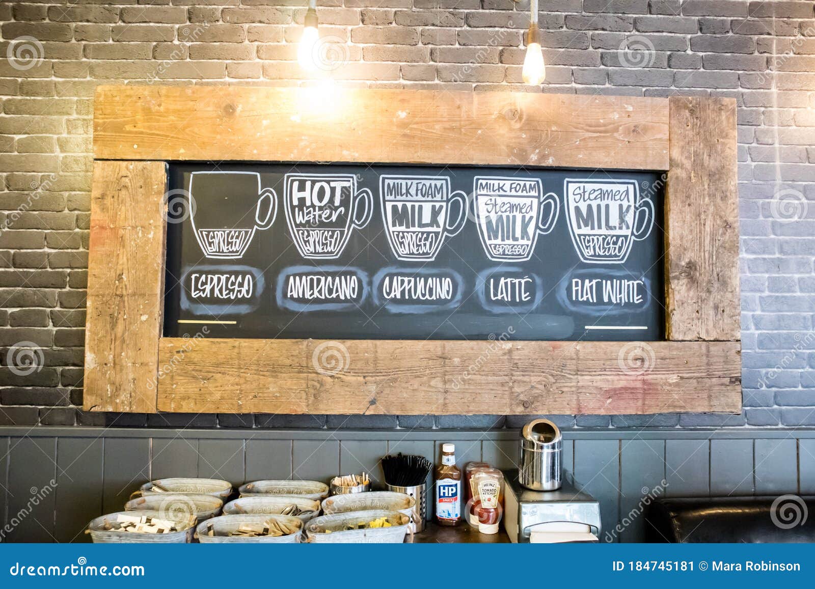 Information Blackboard Showing Different Types of Coffee for Customers