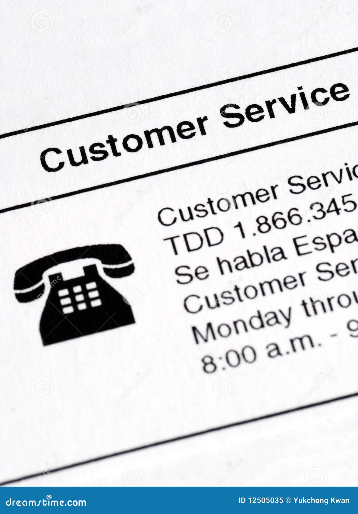 Information about Contacting the Customer Service Stock Image Image