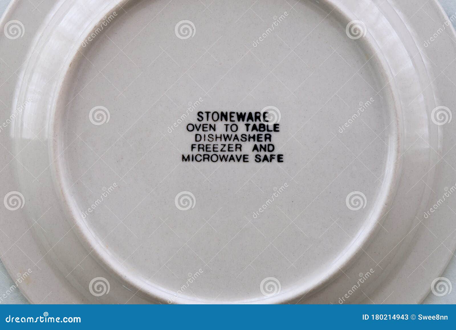 Info Care Label at the Back of a Ceramic Plate. Stock Image Image of