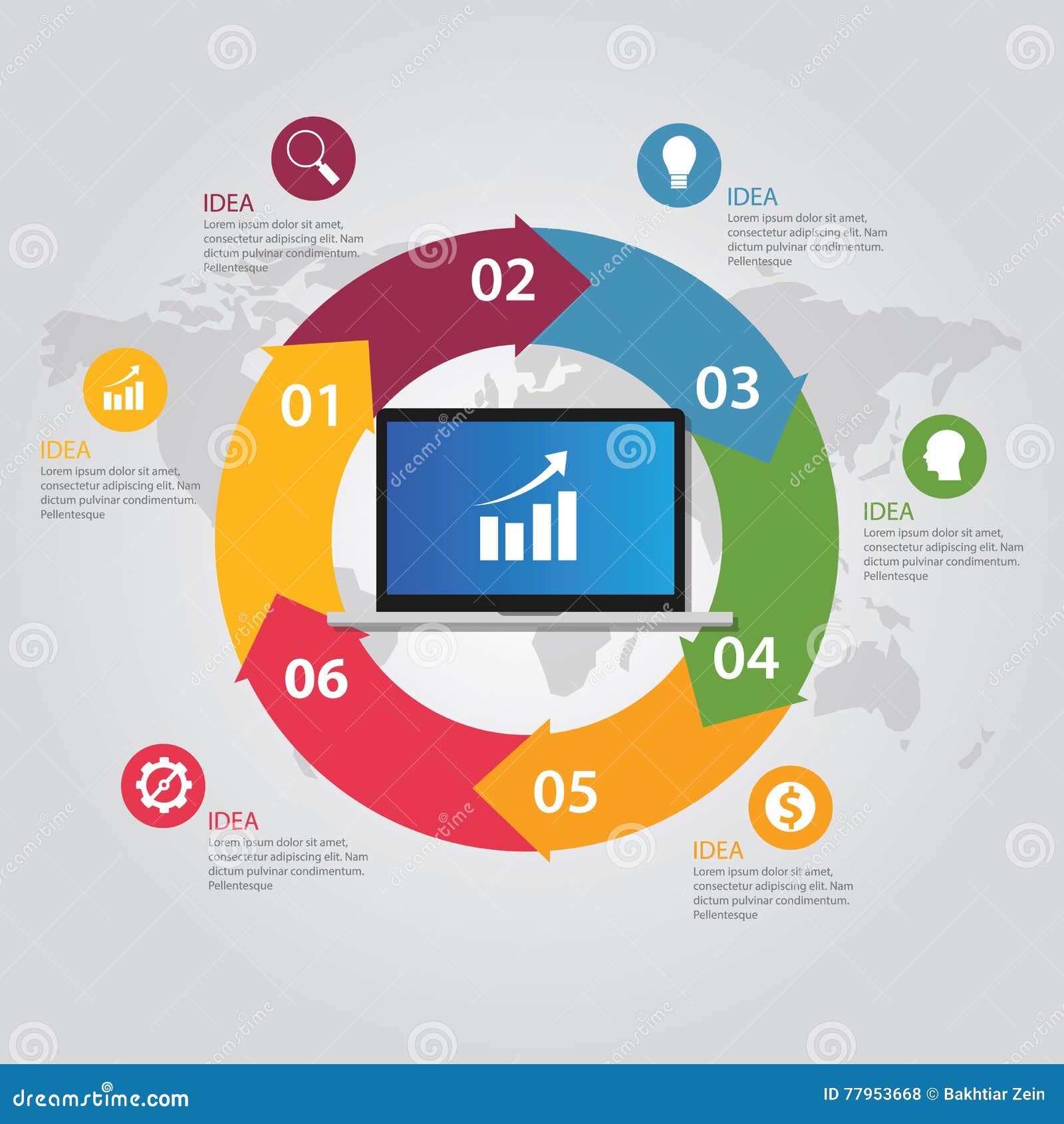 Information Technology Laptop Growth Chart 6 Six Steps Circle Loop Info  Graphic Stock Vector - Illustration of marketing, banner: 77953668, image size:1600x1690