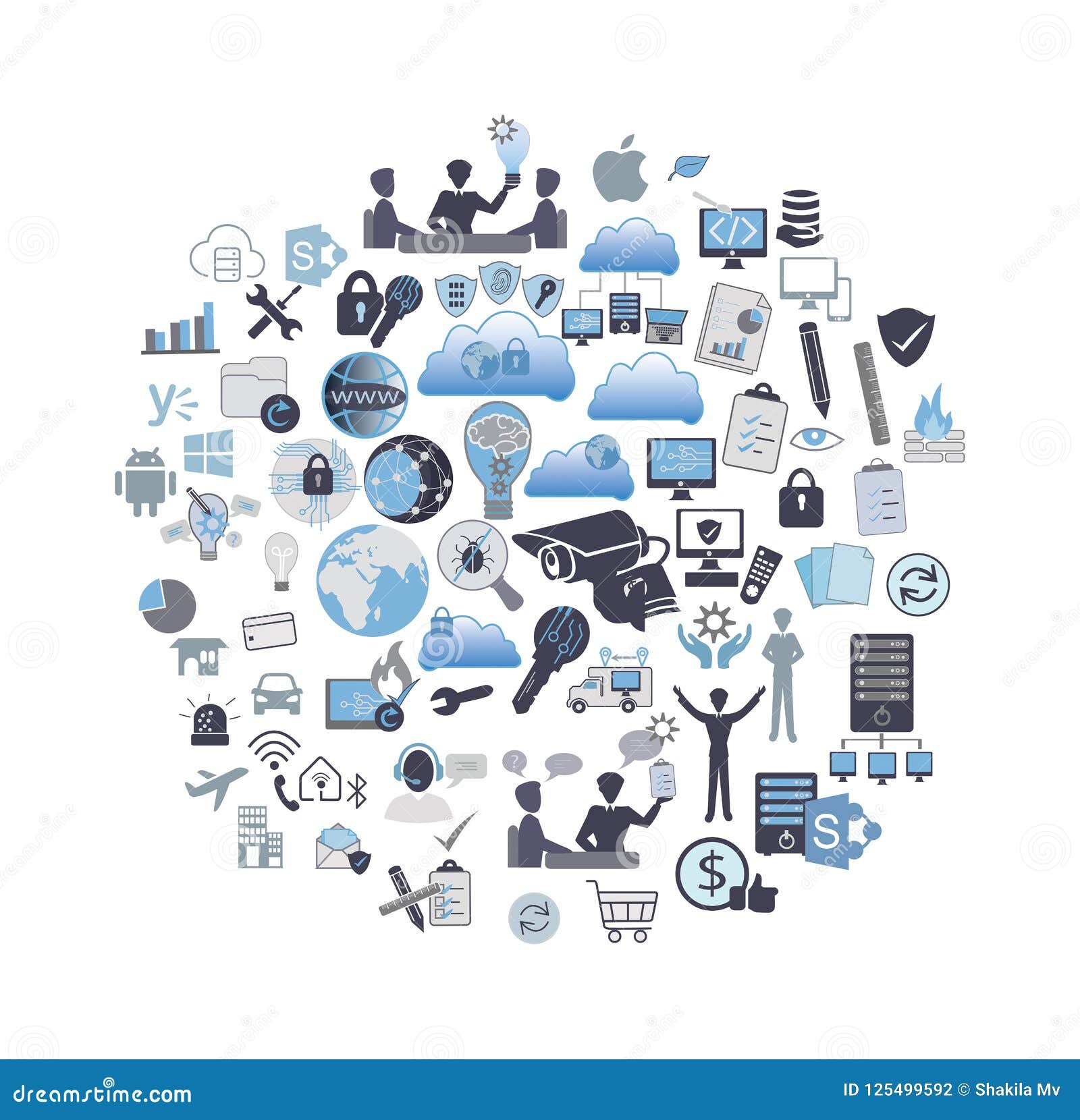 information technology related icon set