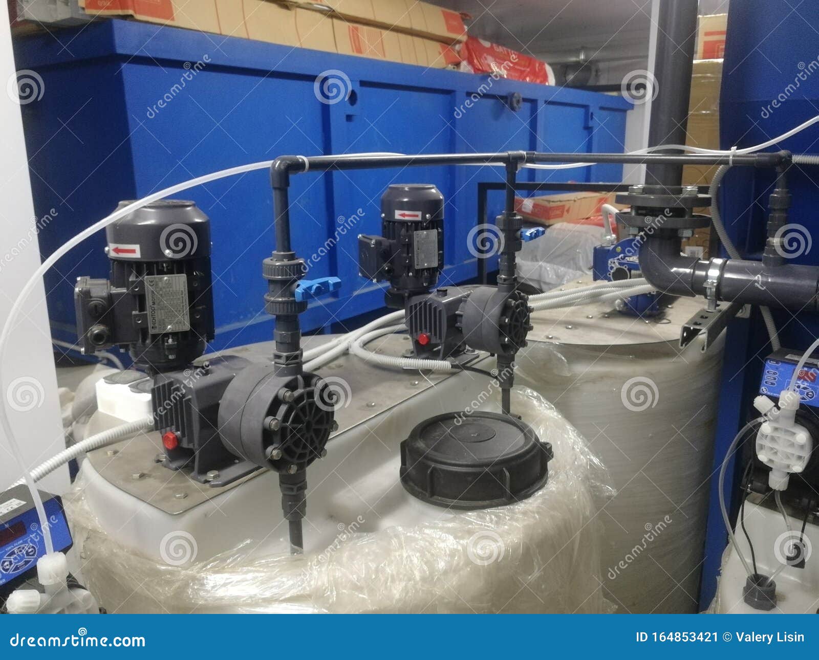 Infrared Image of Water Pumps. Engineering Systems Diagnostics Stock