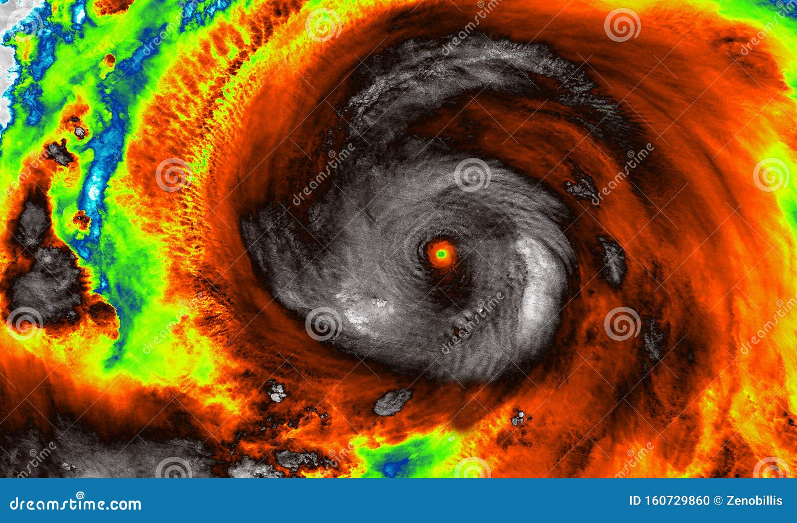 infrared imaging map of super typhoon. the eye of the hurricane. satellite view