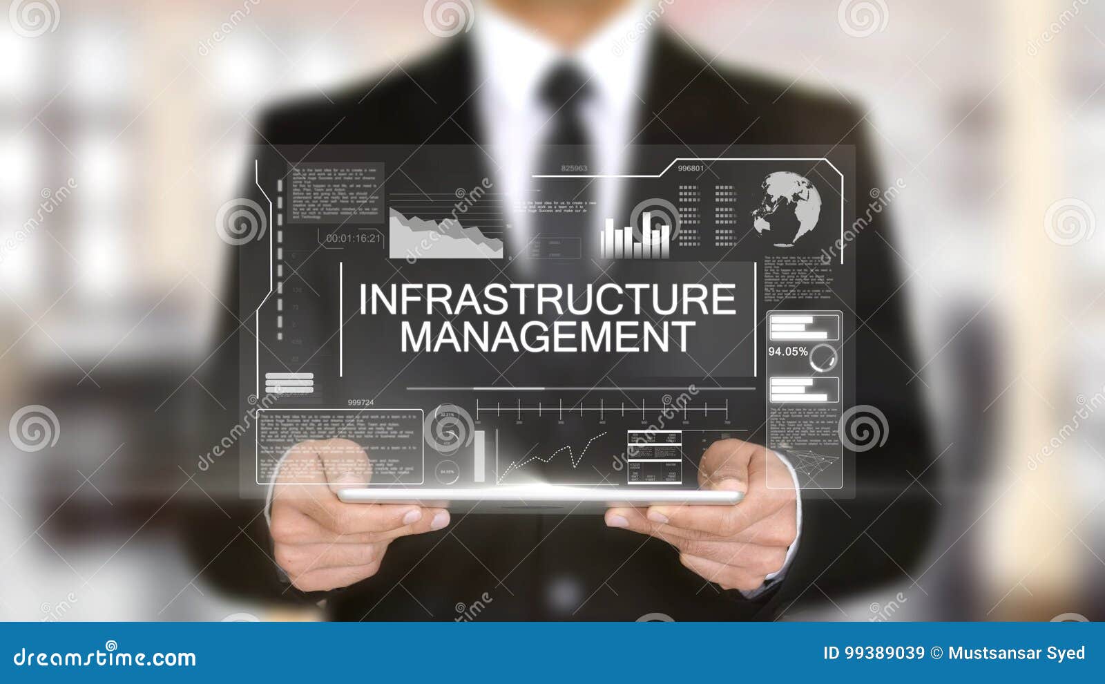 infrastructure management, hologram futuristic interface, augmented virtual