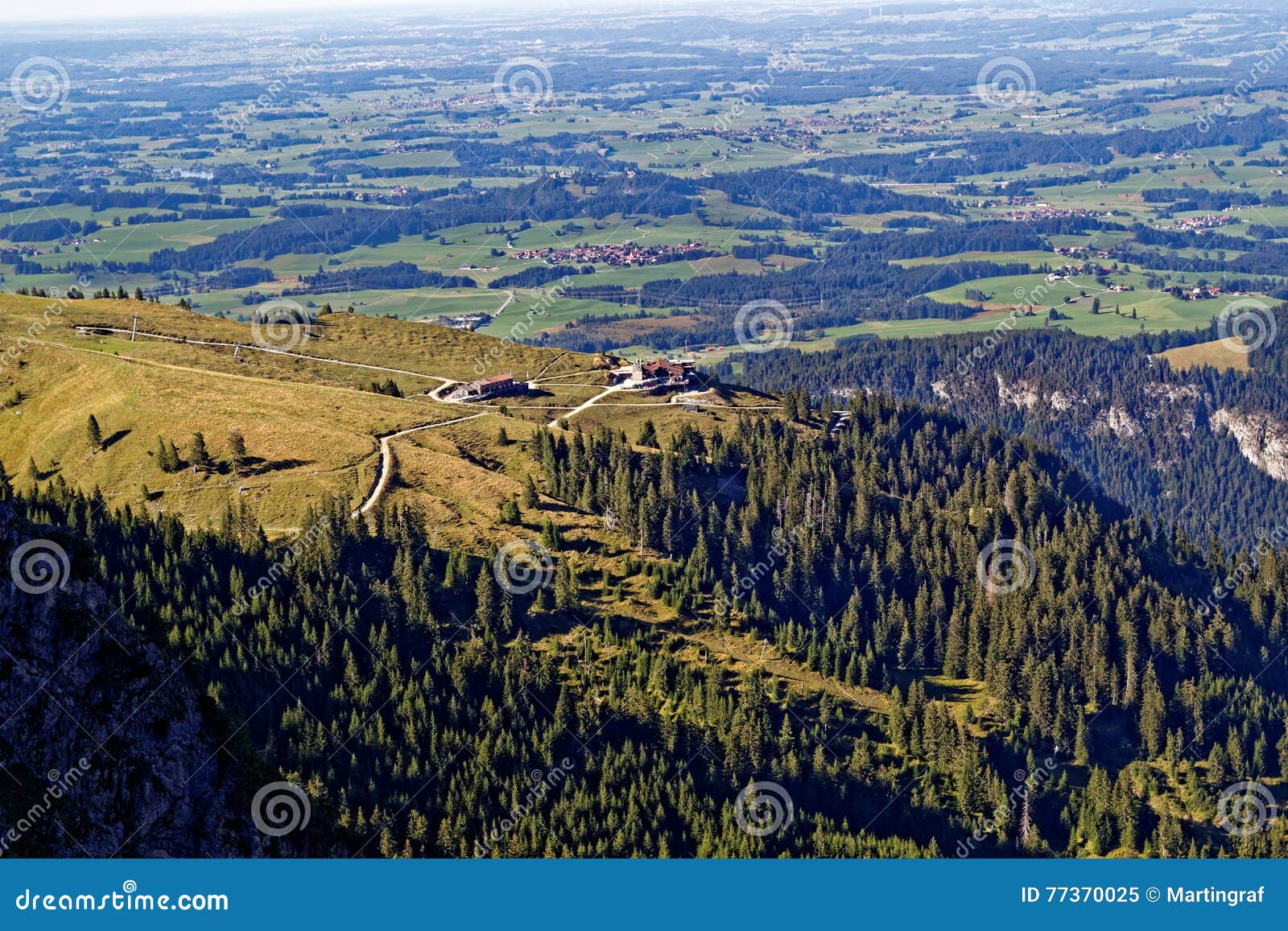 infrastructure in mountainous region of allgÃÂ¤u alps aerial view