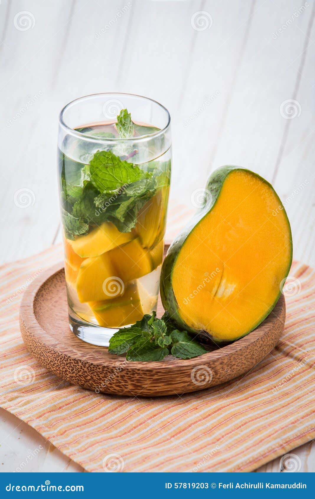 Infused Water Mix of Mango and Mint Leaf Stock Image Image of drink