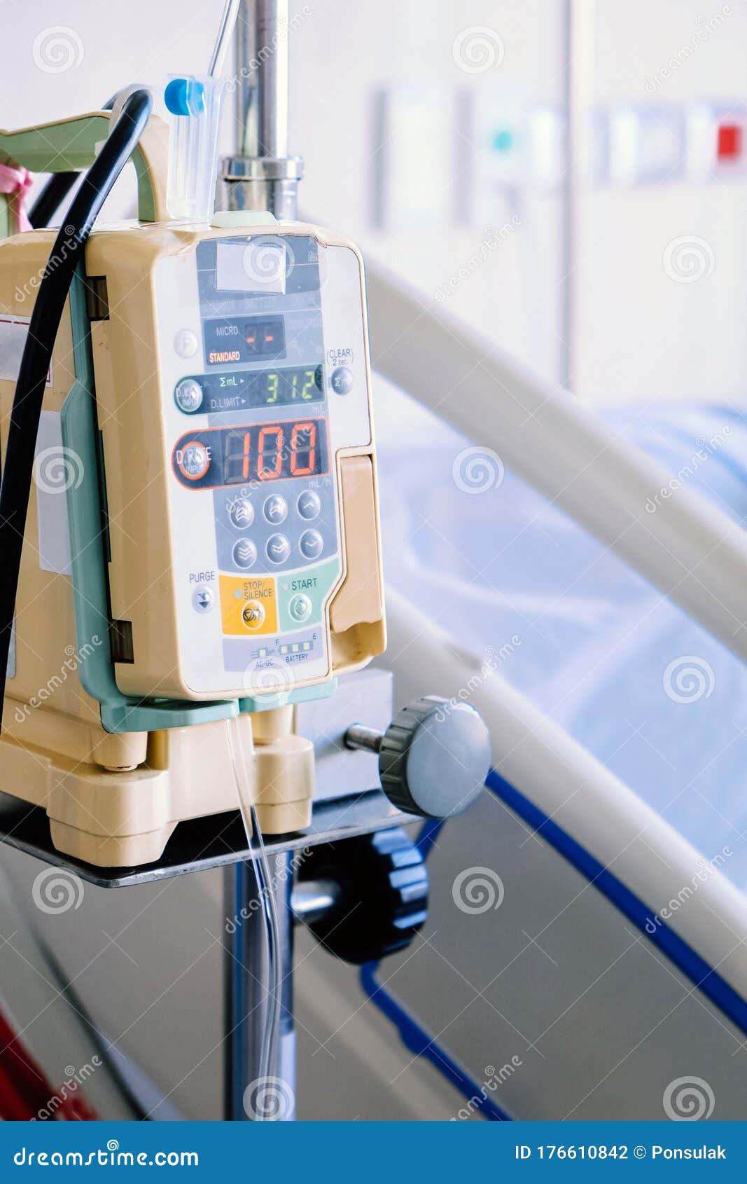 Infusion pump in hospital stock photo. Image of infused 176610842