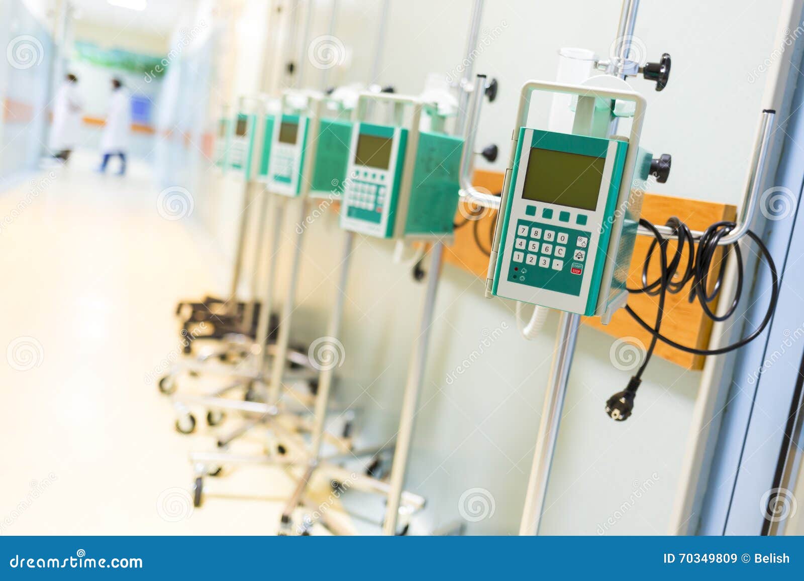 infusion pumps in a hospital corridor