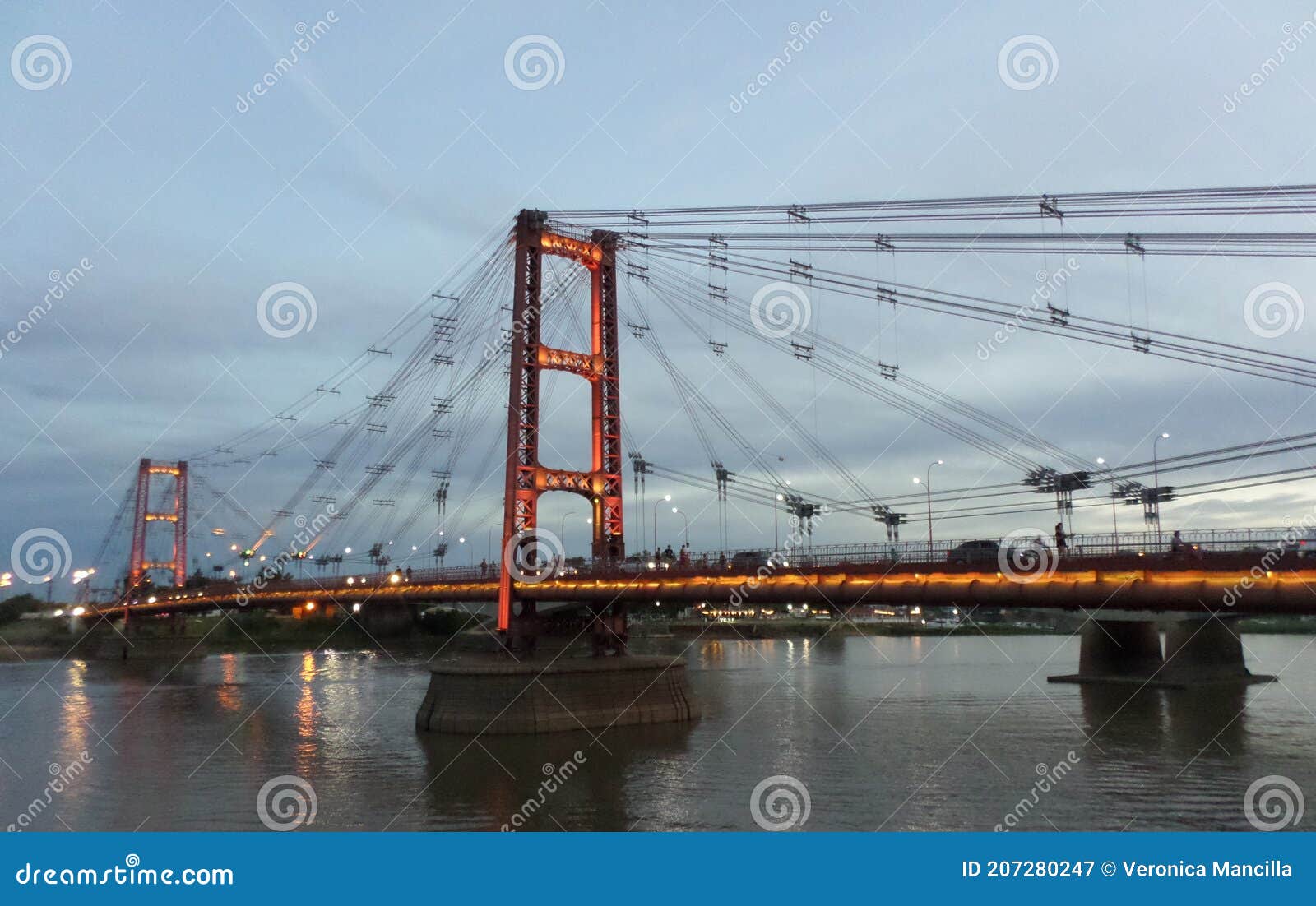 santa fe hanging bridge showing off its orange color