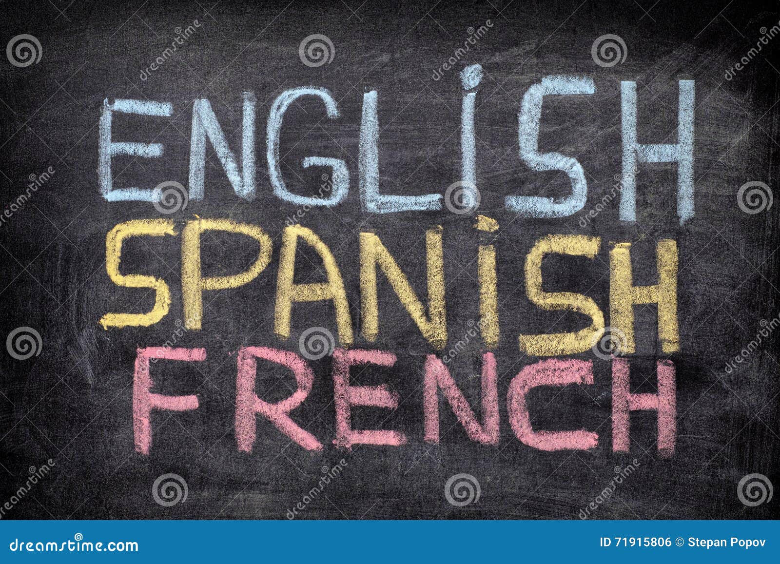 Inglês, espanhol, francês foto de stock. Imagem de trem 71915806