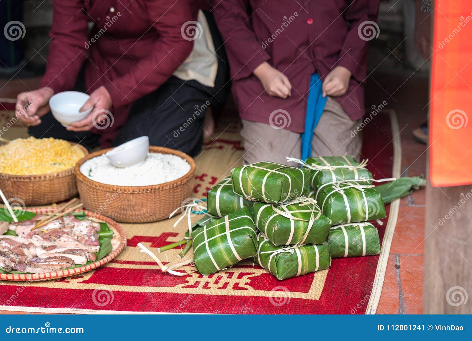 ingradients to make chung cake, the most important food of vietnamese lunar new year tet