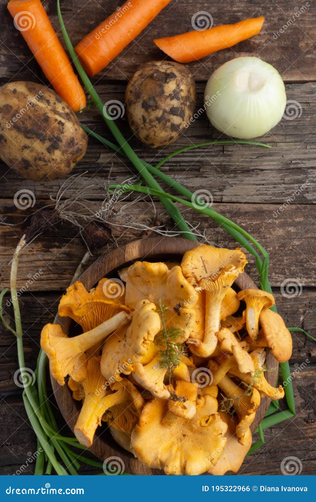 ingredientes for vegan chanterelles mushroom soup