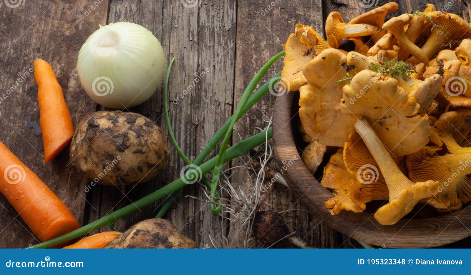 ingredientes for vegan chanterelles mushroom soup