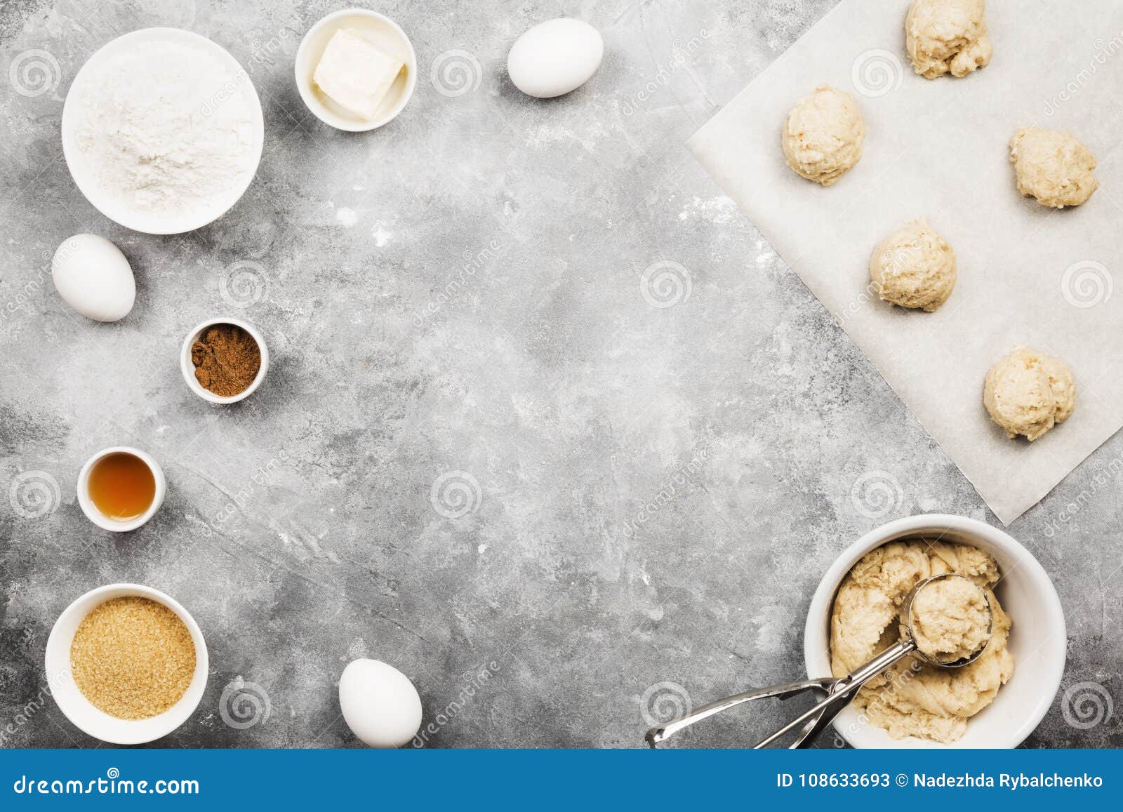 Ingredients for Baking of Cookies - Flour, Eggs, Spices, Vanilla Stock ...