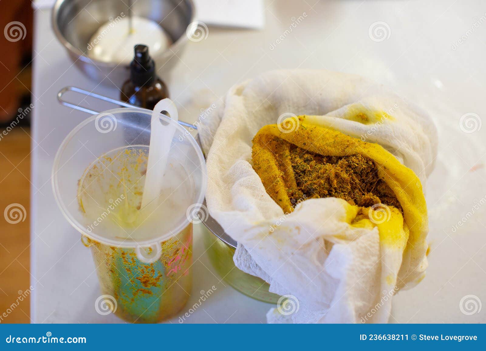 ingredients being used to make homemade remedial skin care salves and lotions