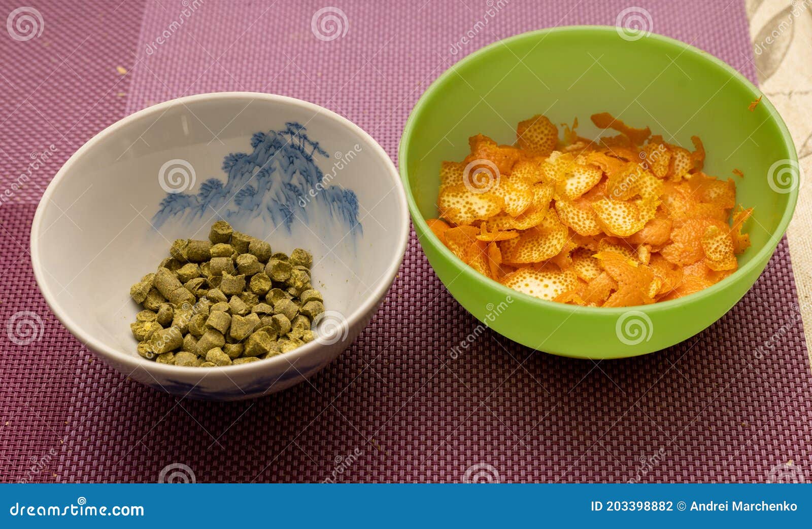 Ingredients for Brewing Beer, Hops, Orange Peel and Coriander Stock