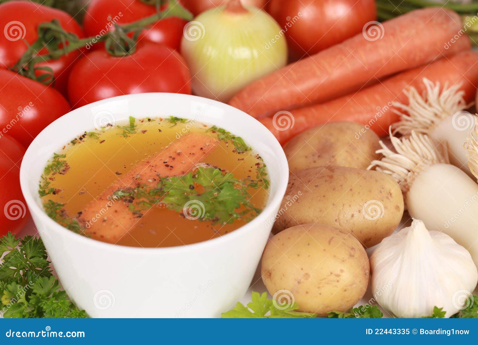 Ingredients for a broth stock image. Image of garlic 22443335