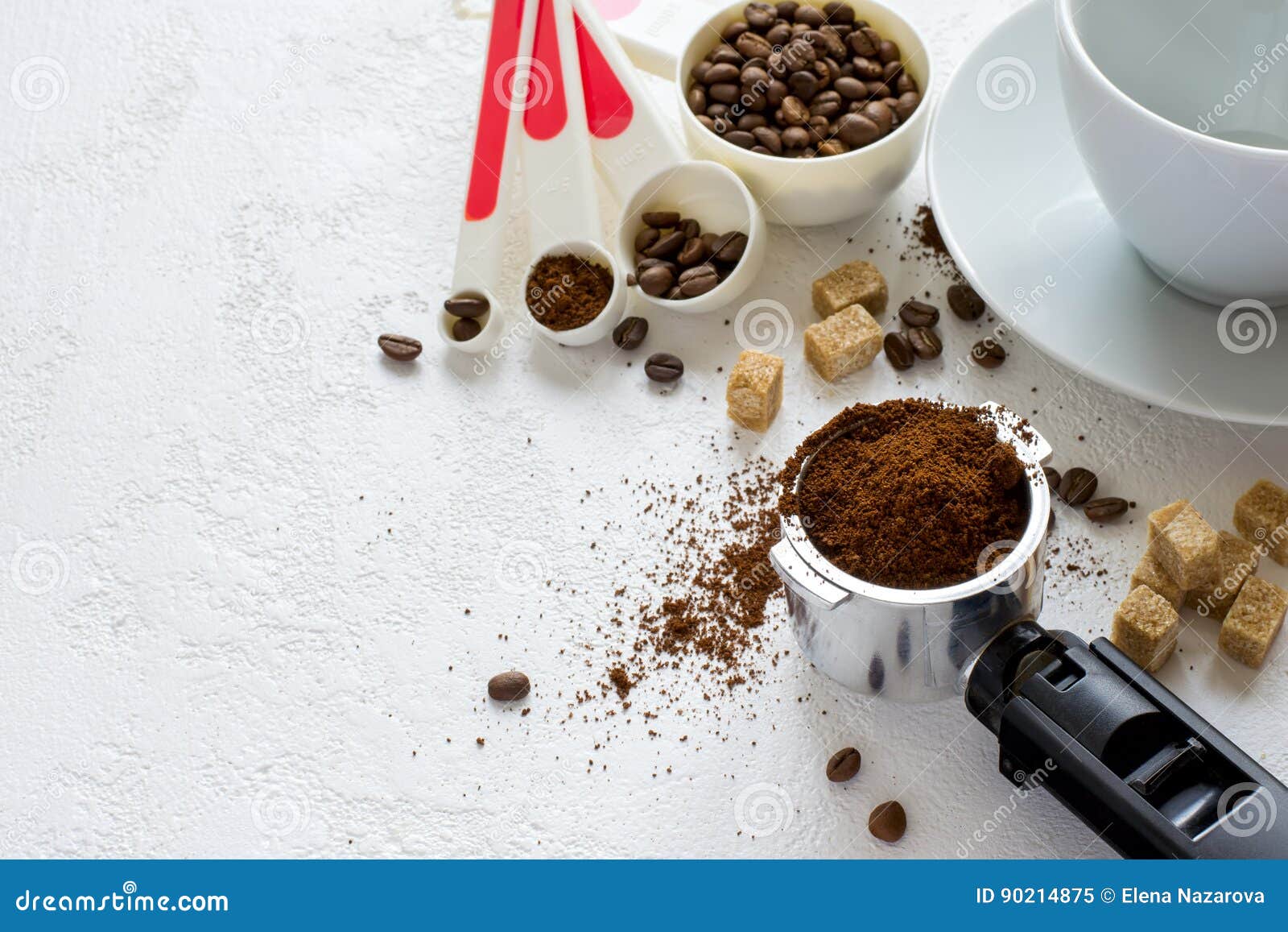 Ingredients for Coffee Ground Coffee in the Horn of the Coffee Stock Image Image of drink