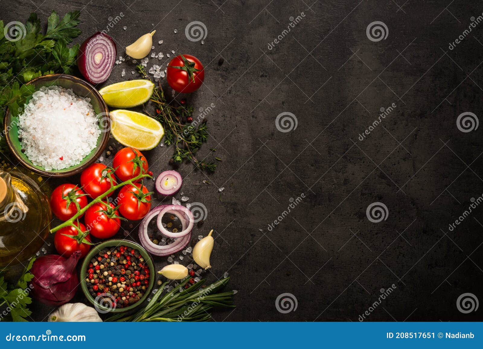 Ingredients for Cooking at Black Table. Stock Image - Image of cooking ...