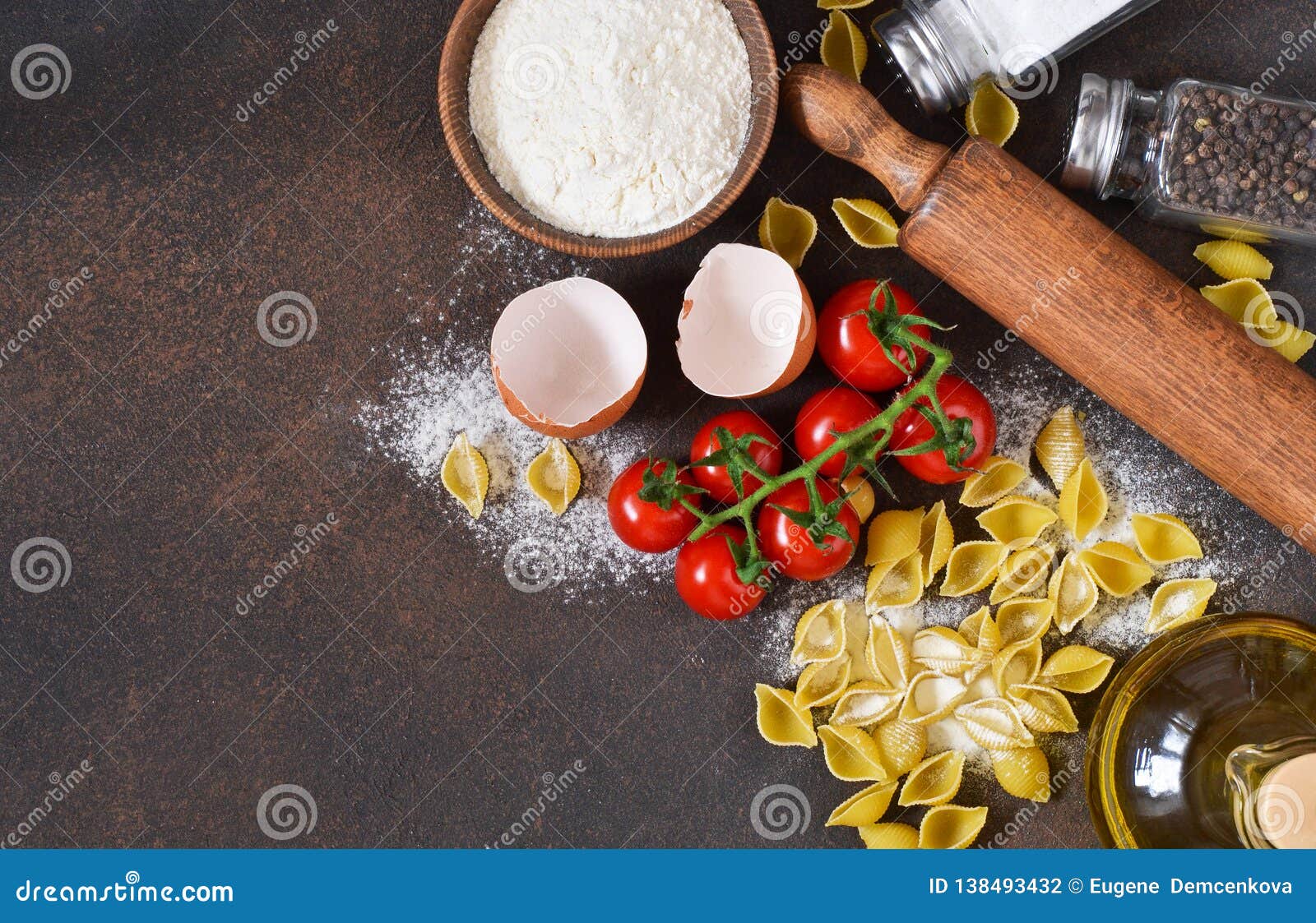 Ingredients for Cooking Pasta. Kitchen Process Stock Photo Image of