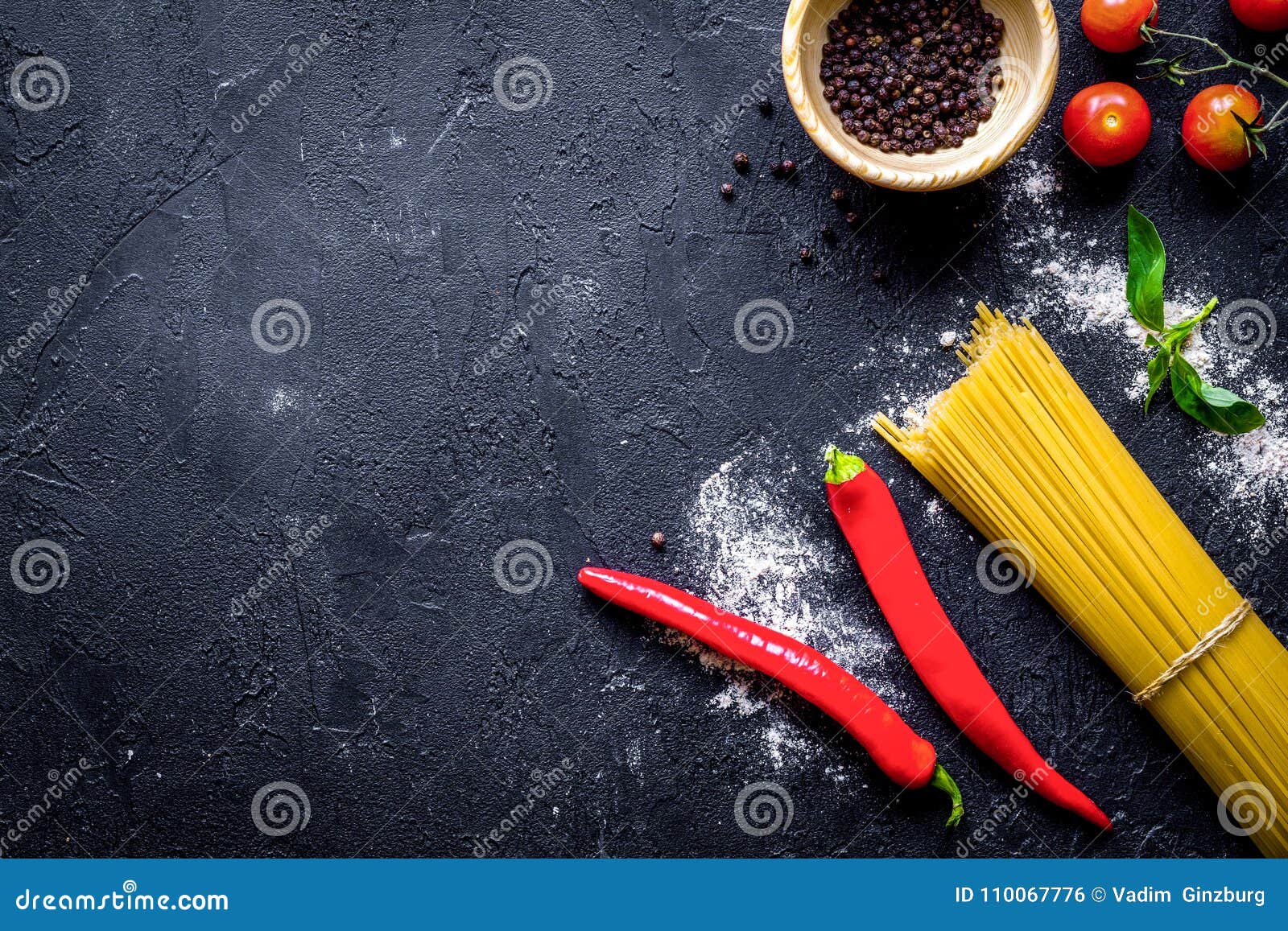 Download Ingredients For Cooking Paste Dark Background Top View Mock Up Stock Photo - Image of cuisine ...