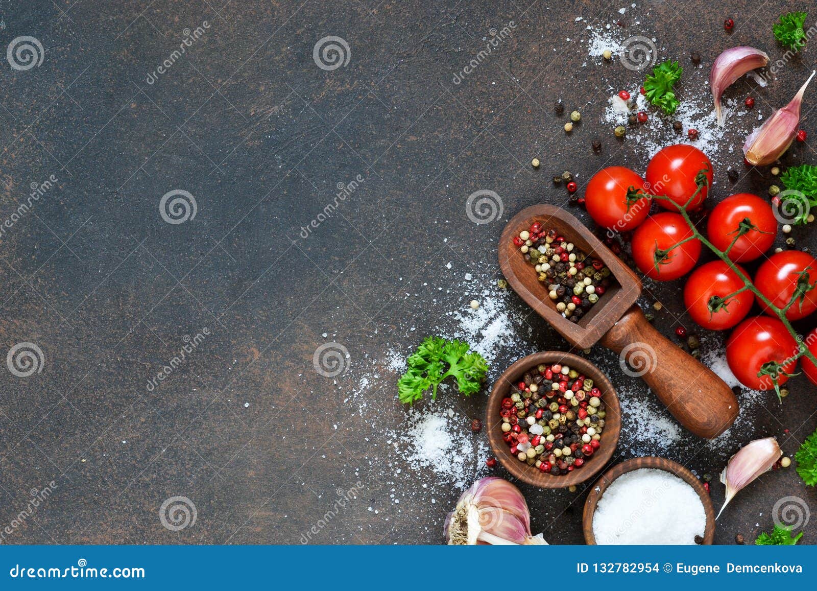 Ingredients for Cooking. Spices and Vegetables. Top View Stock Photo ...