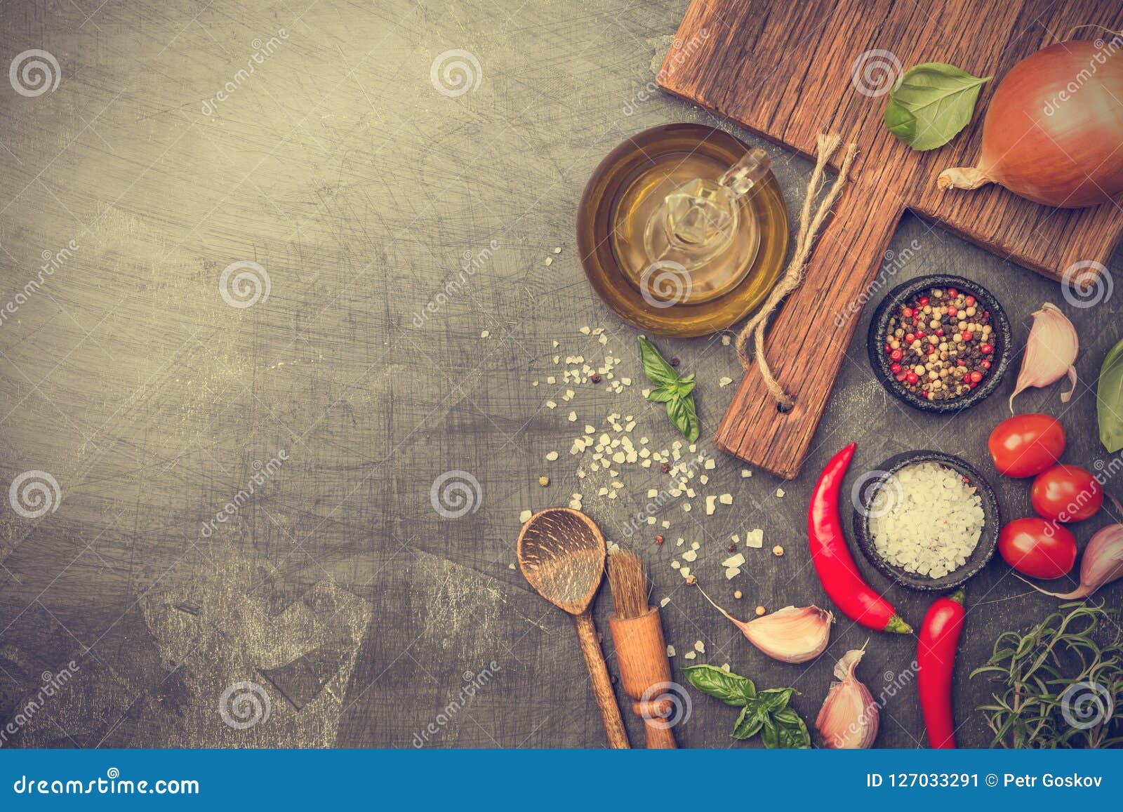Ingredients for cooking stock image. Image of basil - 127033291
