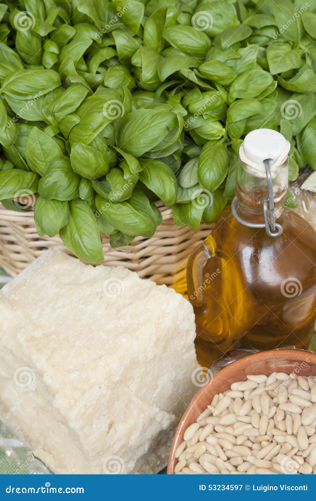 Ingredients of Genuine Basil Pesto Stock Image Image of vegetable