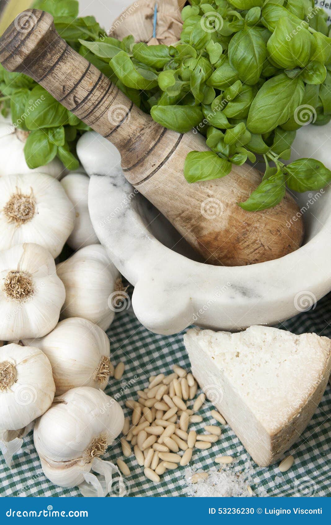 Ingredients of Genuine Basil Pesto Stock Photo Image of nuts, italy