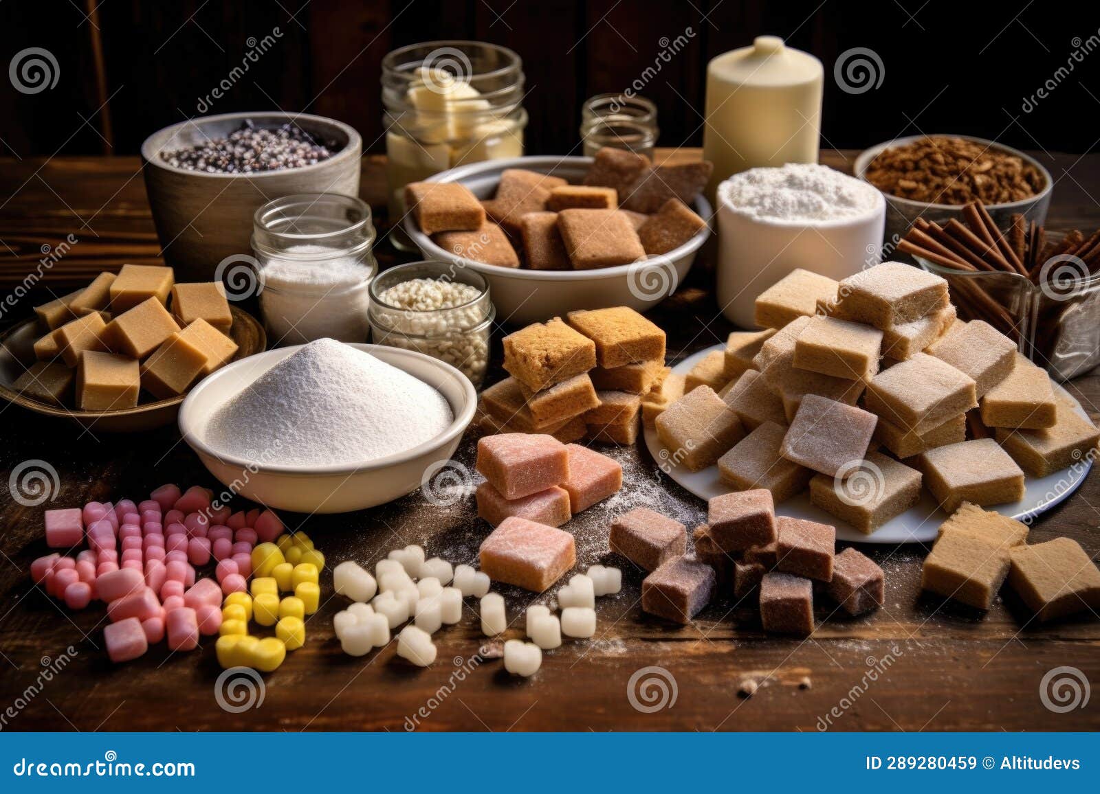 Ingredients for Gingerbread House Laid Out on Table Stock Image Image