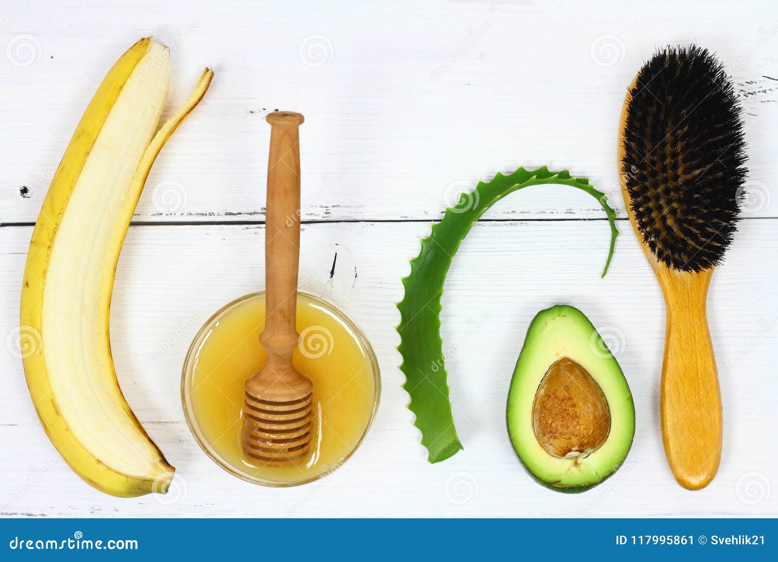 Hair Mask Fron Banana, Honey, Avocado and Aloe Vera Stock Image - Image of  board, healthy: 117995861