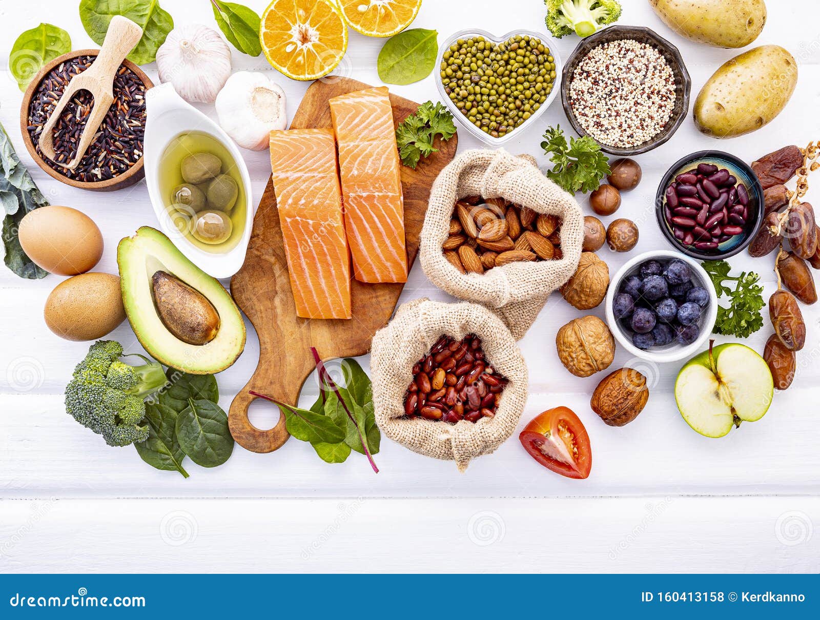 Ingredients for the Healthy Foods Selection on White Background ...