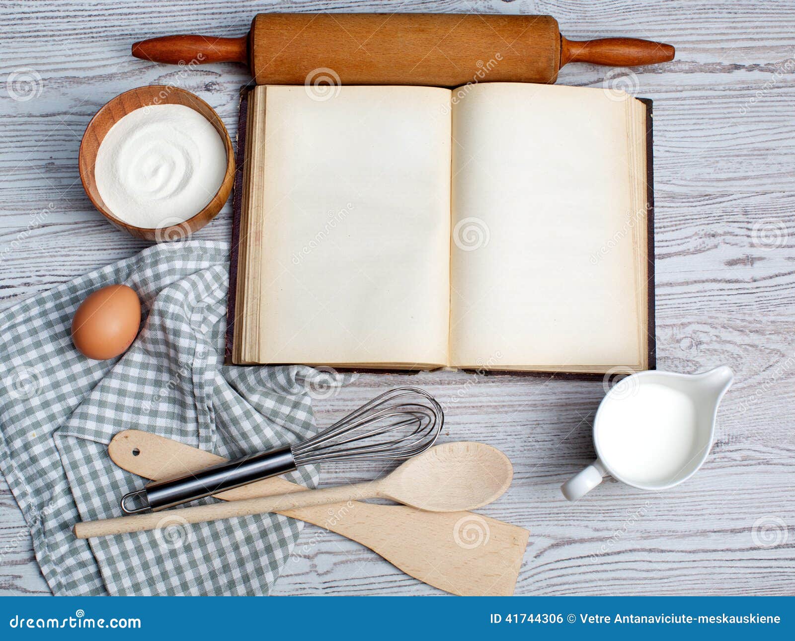 Ingredients And Kitchen Tools With The Old Blan Stock Photo - Image ...