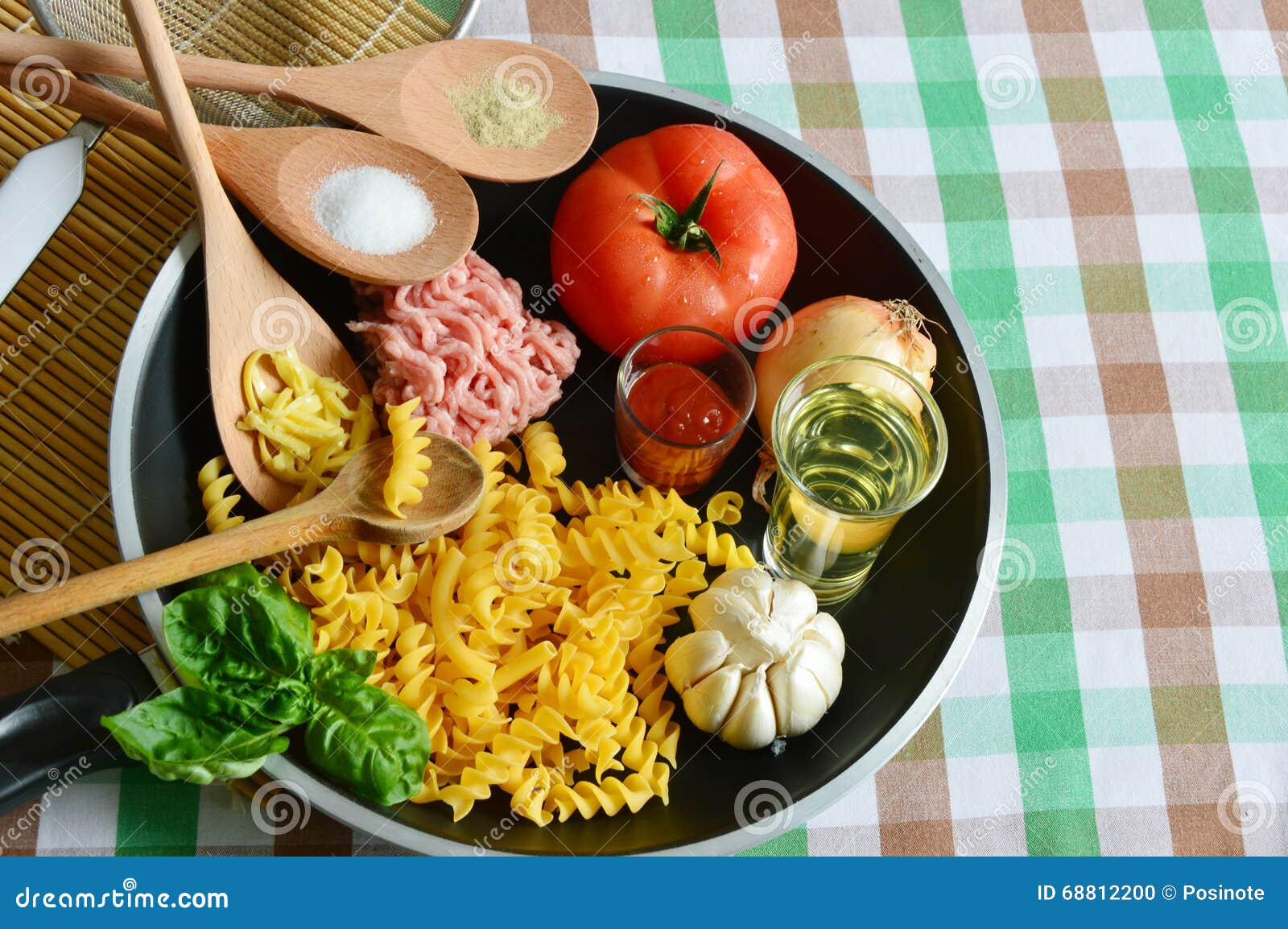 Ingredients for Make Pasta Bolognese Stock Photo - Image of onion
