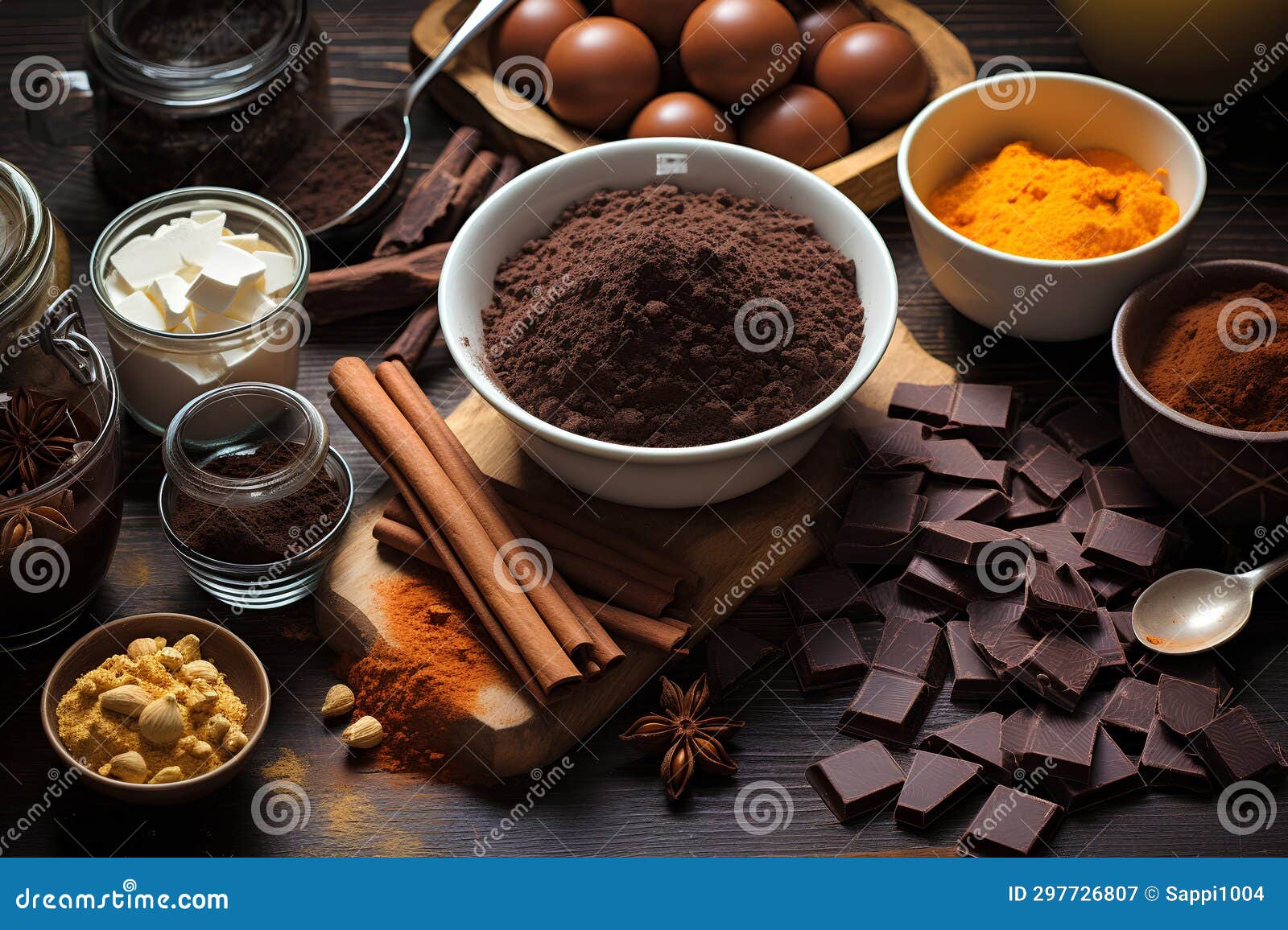 Ingredients for Making Chocolate Cake or Candy Stock Image Image of