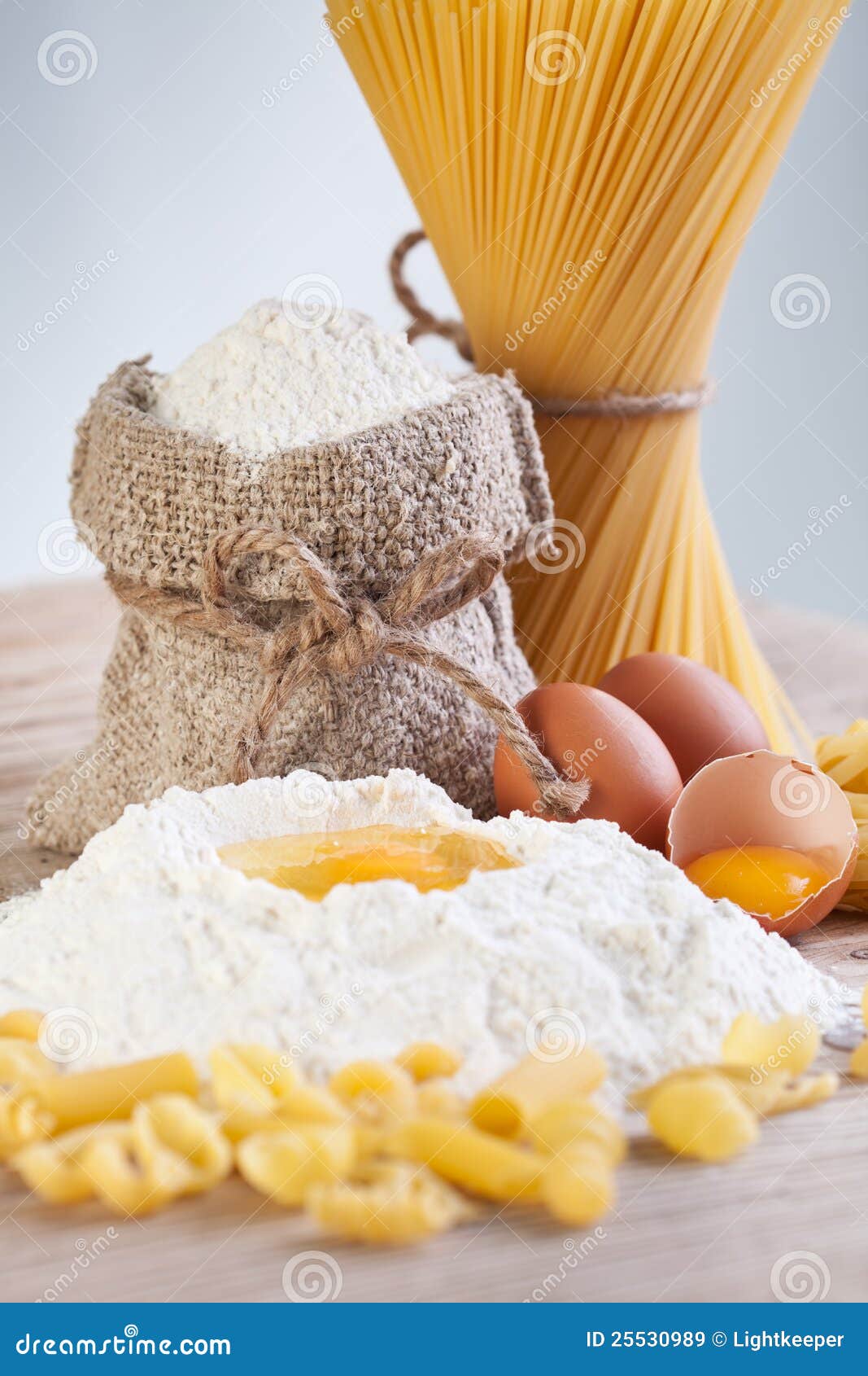 Ingredients for Making Pasta - Flour and Eggs Stock Image - Image of