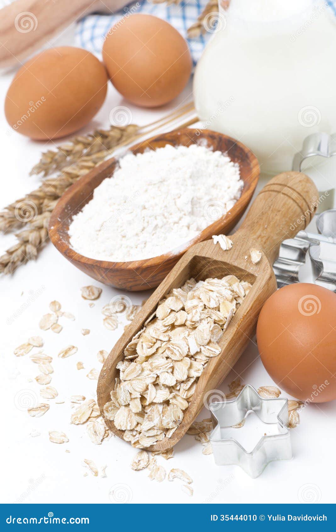 Ingredients and Molds for Baking Oatmeal Cookies Stock Photo Image of