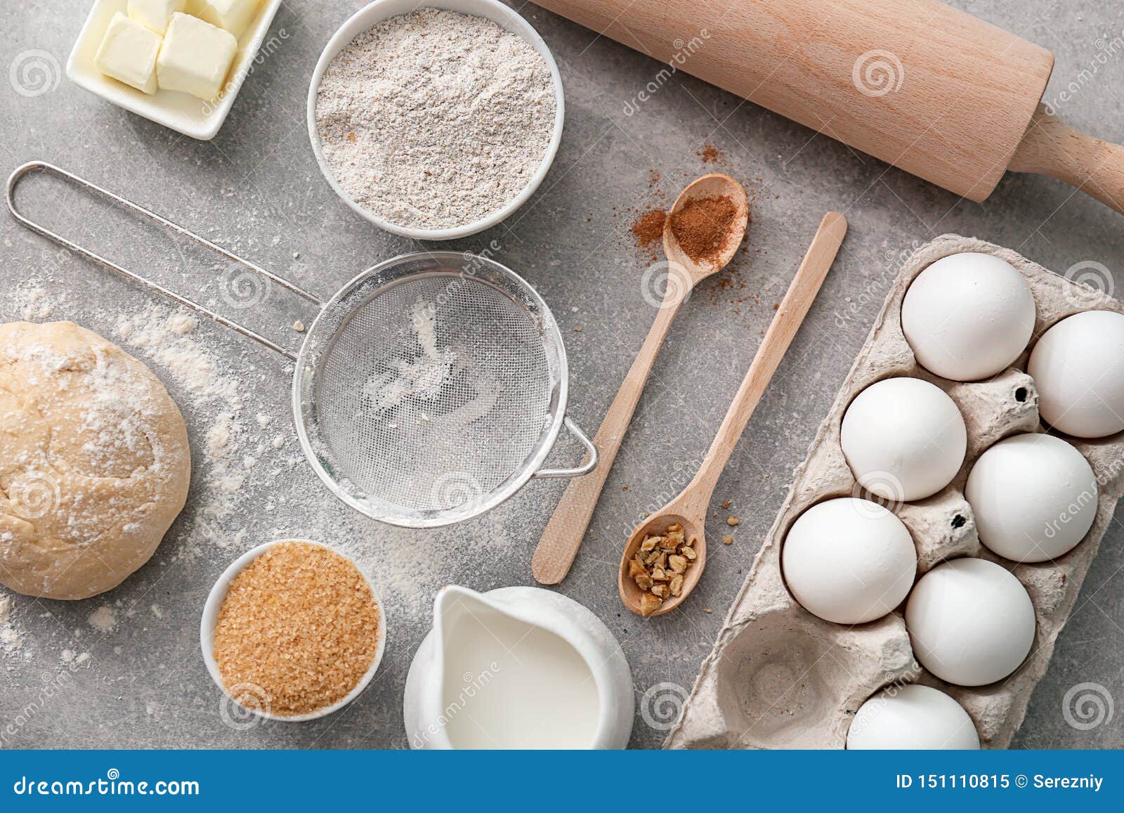 Ingredients for Preparing Bakery on Light Table Stock Image Image of