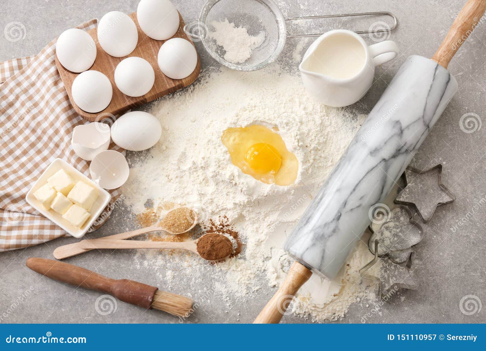 Ingredients for Preparing Bakery on Light Table Stock Image Image of