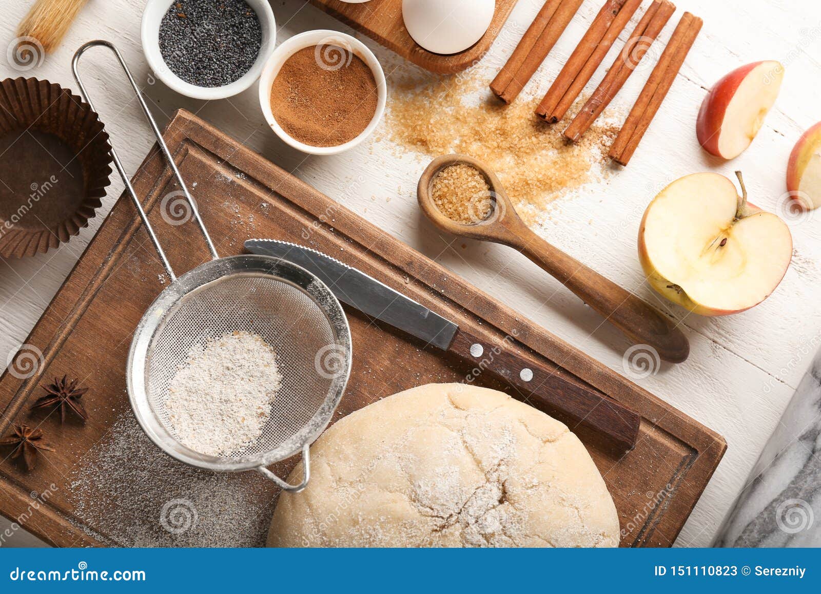 Ingredients for Preparing Bakery on White Table Stock Image Image of