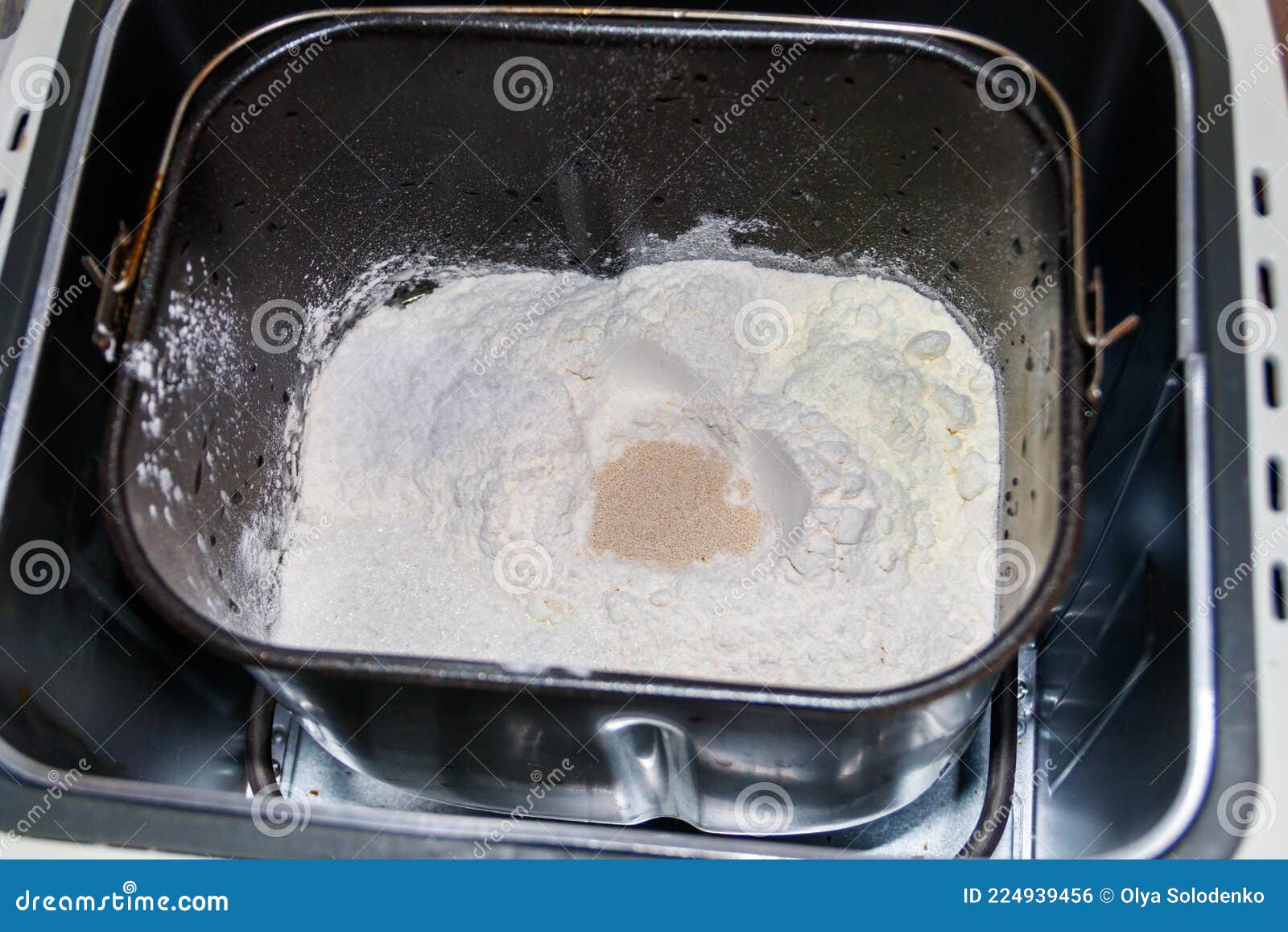 Ingredients for Preparing Bread in Bread Pan of Electric Bread Maker