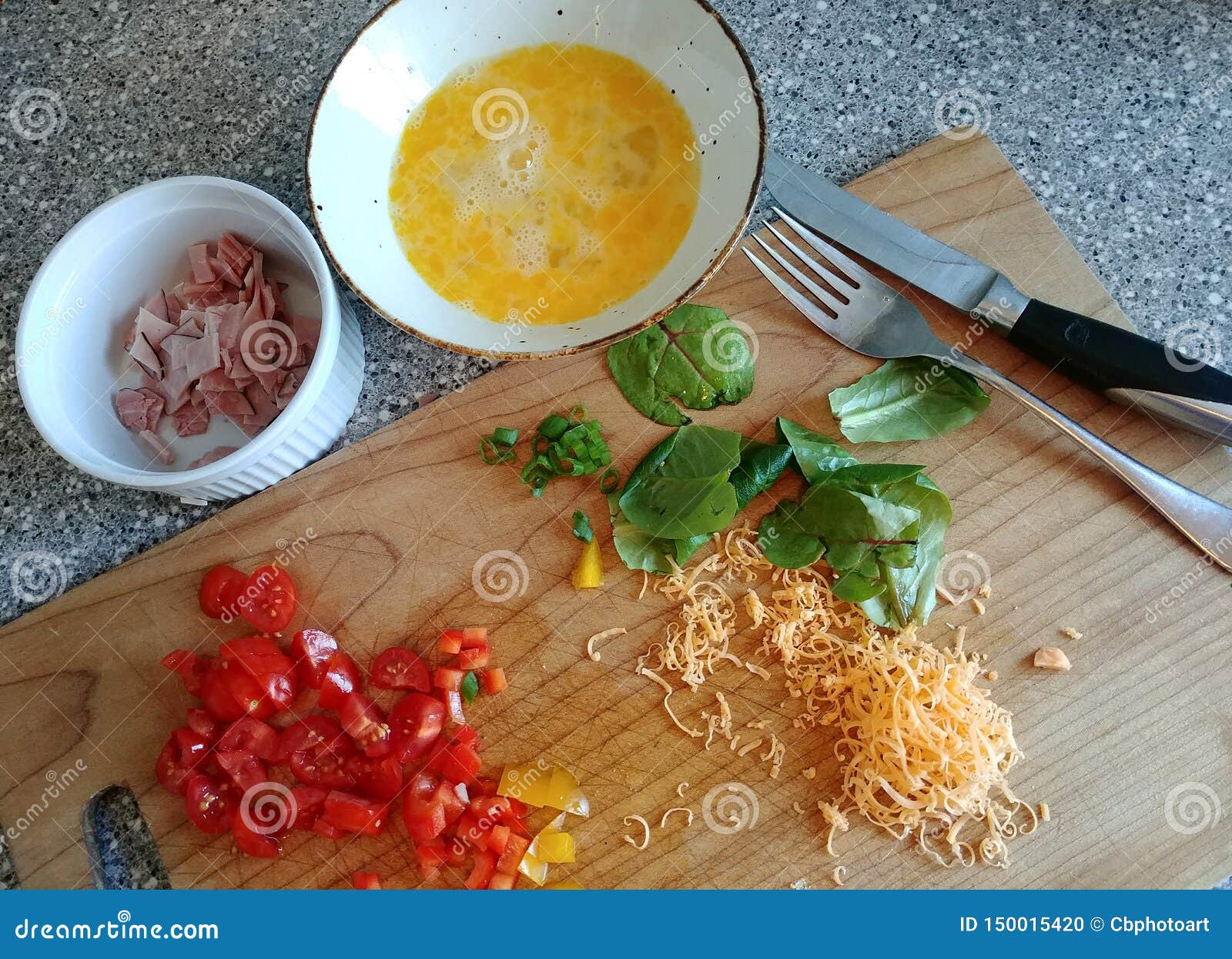 Ingredients for Preparing an Omelette for Breakfast. Stock Photo Image of kitchen, knife